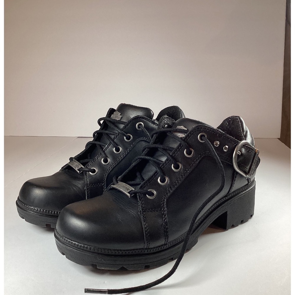 Harley-Davidson Women's Rovana Leather Buckle Boots Size: 7M Black